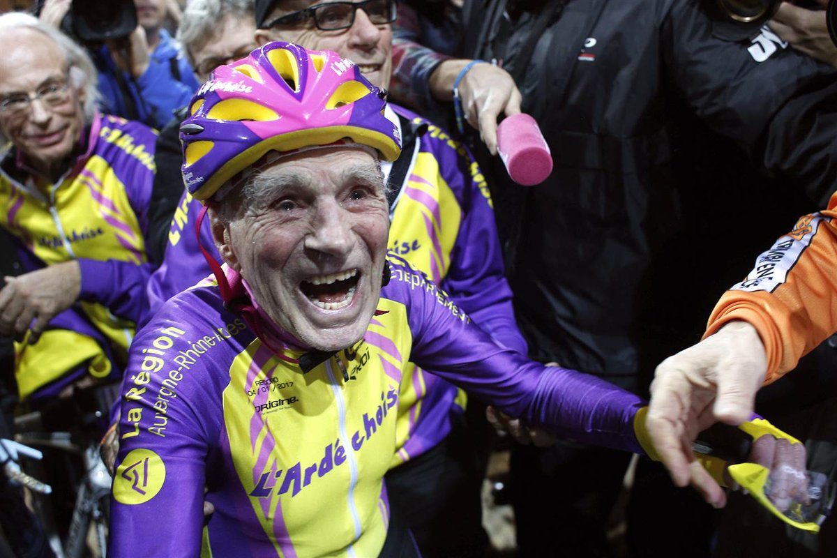NBCNews's tweet photo. PHOTOS:105-year-old French cyclist sets world record https://t.co/fygYqHE30Z https://t.co/ql0hFq6cJl