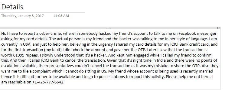 ritwicket's tweet photo. My email to complaints@cybercrimehelpline.com #plsHelp  @rsprasad @PMOIndia  @cybercrimesind @SushmaSwaraj https://t.co/sOy9UpO01C