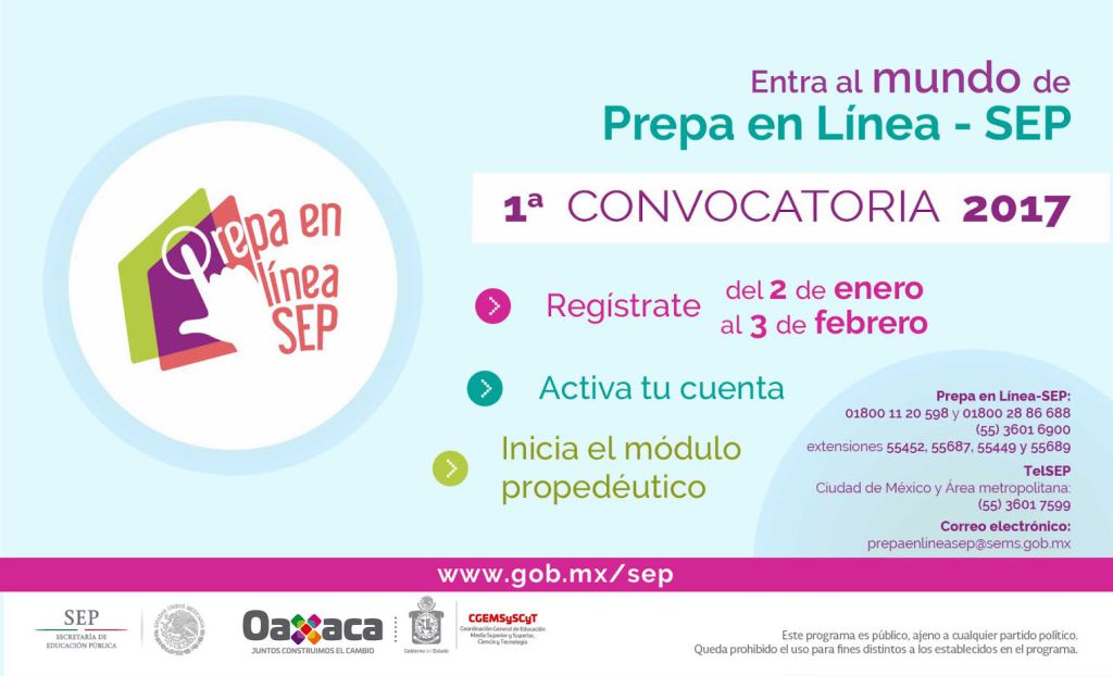 Radar_OX's tweet photo. Abren primera convocatoria 2017 de Prepa en Línea SEP https://t.co/jn16UpVbJh https://t.co/iBFfW8ThJ2