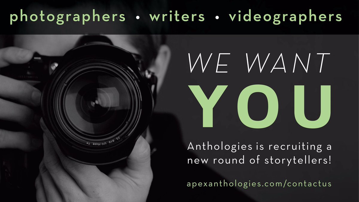ApexAnthologies's tweet photo. If you can write it, shoot it, or film it- do it for #apexanthologies. Visit https://t.co/hFbm3BmIPG  for more info. #whatsyourstory https://t.co/eCFi8qJwo7
