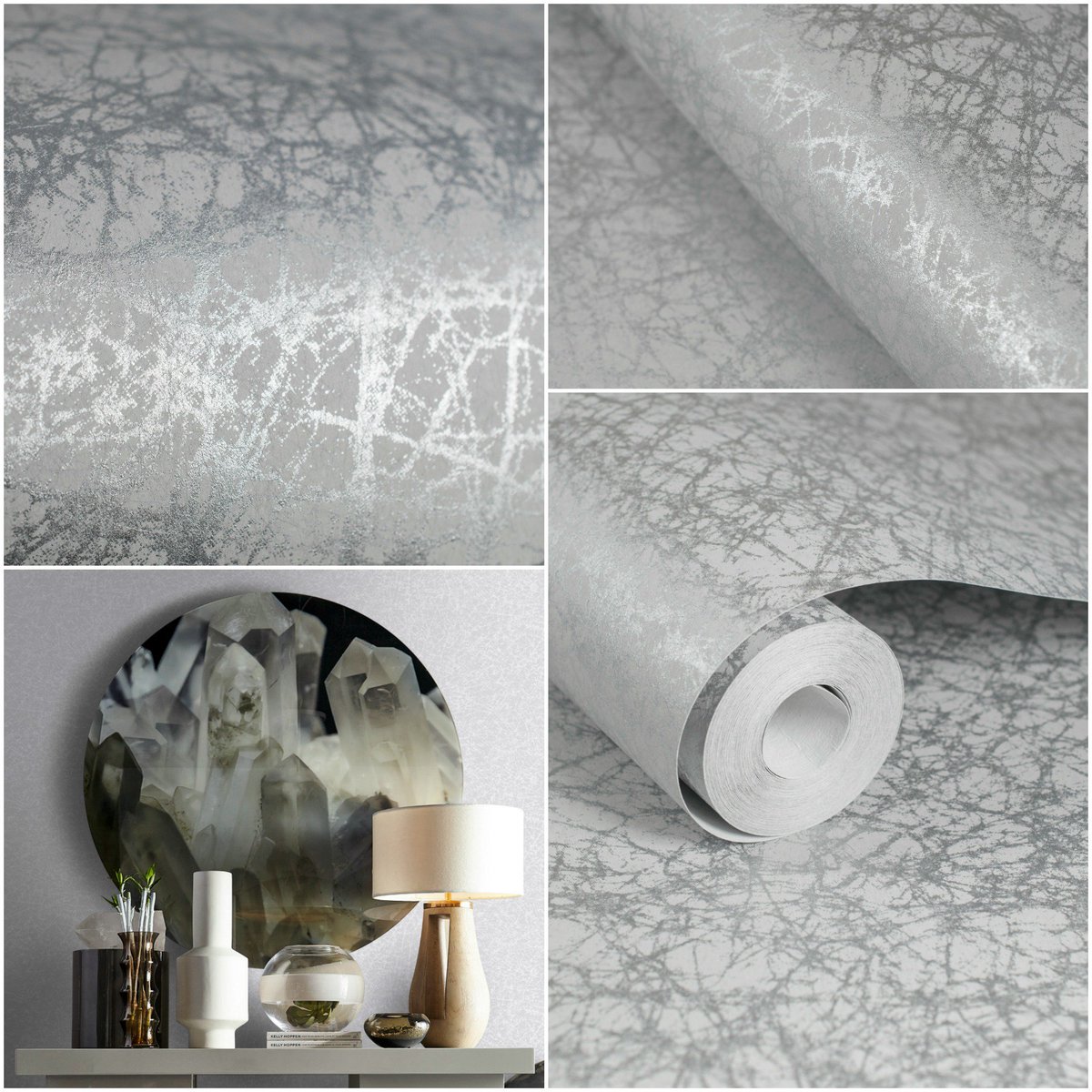 GrahamandBrown's tweet image. 4 days to go! On Monday the new @kellyhoppen Shimmer Silver wallpaper will be here! How gorgeous is this brushed metallic style?