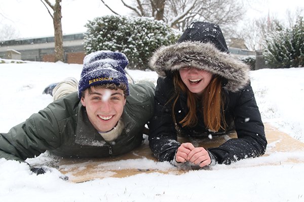 1.05.17 ~ not enough for a snow day but enough to have fun in graduation grove! #JBSatplay