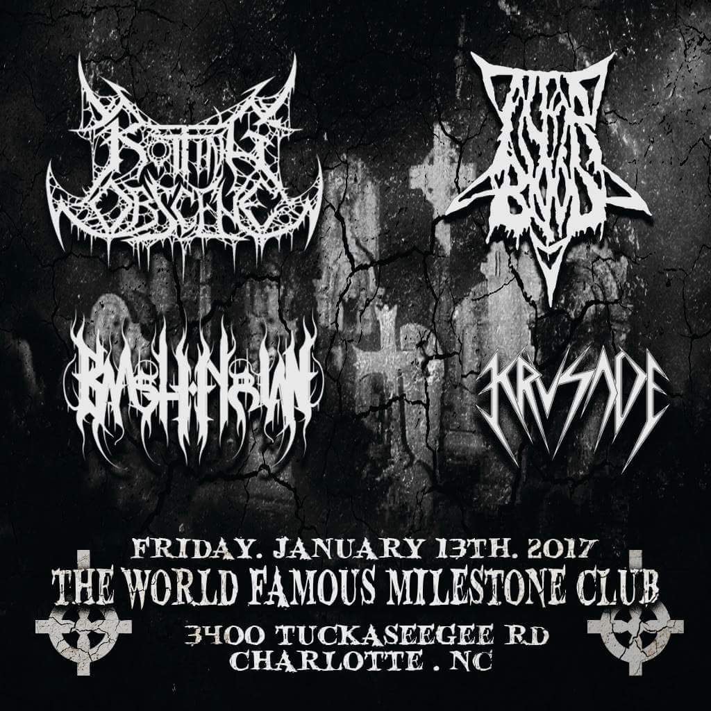 Baasthyrian's tweet photo. Friday January 13th: Rotting Obscene, Altar Blood, BAASTHYRIAN, and Krvsade @The Milestone

https://t.co/YNwCgjqujW https://t.co/UeYnZT2uqe
