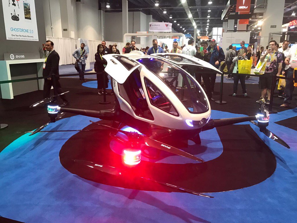 fyrastudio's tweet photo. Human-sized drone. GIMME TEN! #CES2017 https://t.co/7lJ38GeNxG