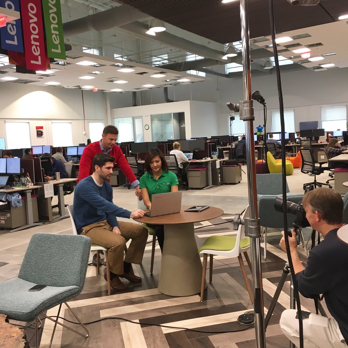 alphamarketing's tweet photo. Kicking the new year off right with a photoshoot at @lenovo earlier this morning! 📸💻 #behindthescenes https://t.co/6knykZOwMq