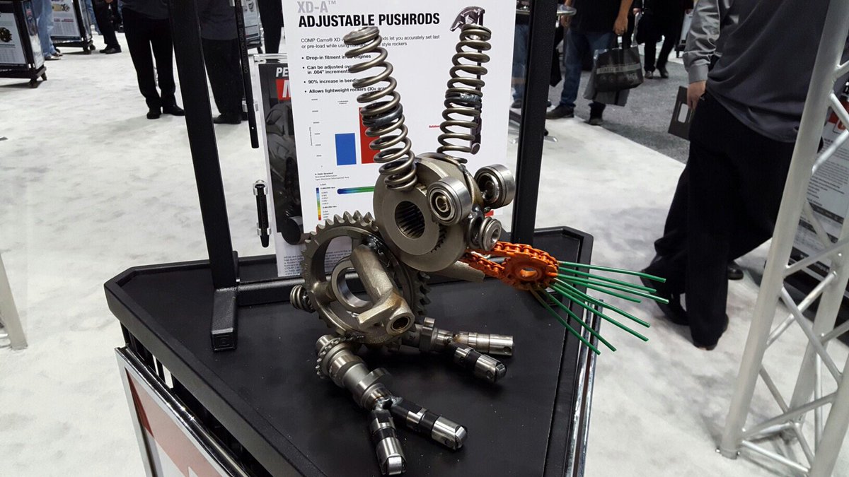 COMPCams's tweet photo. Our customers give awesome gifts, like this creature welded from old #harleydavidson valve train parts. #TBT #PRI2016 https://t.co/Vs7Jhf9wZB