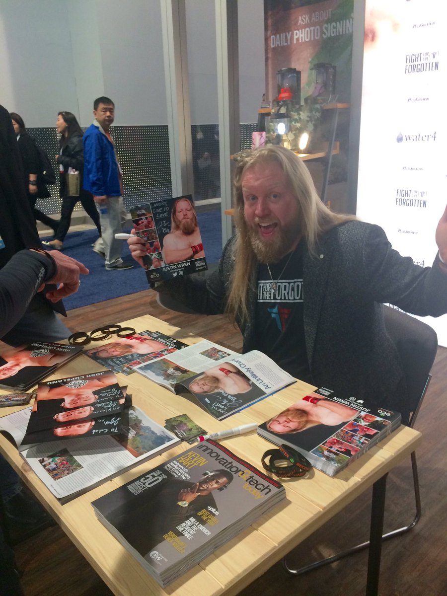 JascoProducts's tweet photo. Head over to booth 12000 (central) to join the fight to end the water crisis with Justin Wren @TheBigPygmy. #CES2017 #cespress #news #csr https://t.co/xcexUUS3ib