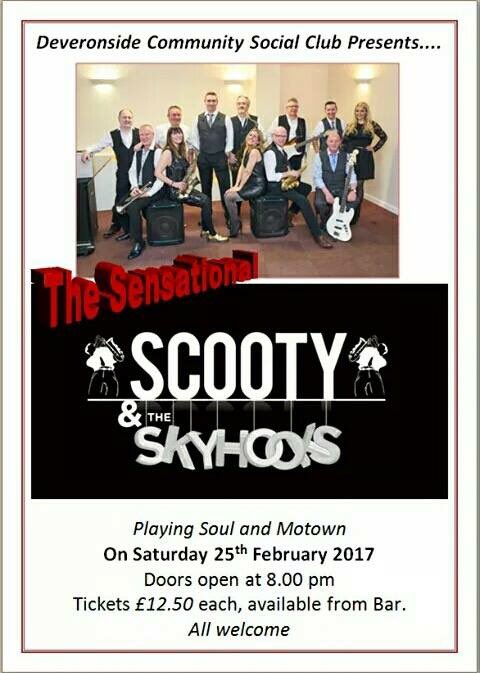 Scooty &amp; Skyhooks coming to Deveronside 25th Feb tickets on sale now. Purchase tickets from the club after 5.00 pm  pay by card.
01261812769