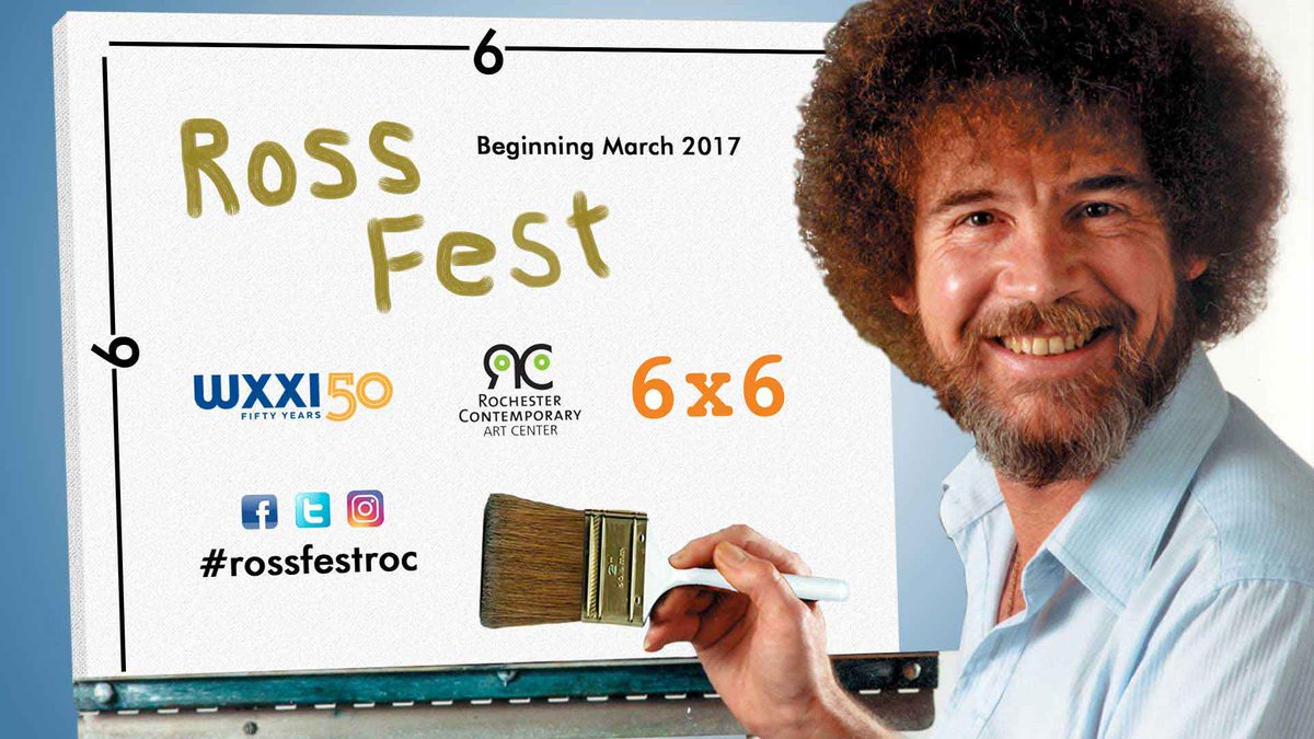 MarciaGreenwood's tweet photo. Stop everything. @RoCo137 is hosting a Bob Ross Fest. #happylittletrees #rossfestroc #ROC https://t.co/2Ok6Pq2tvl https://t.co/6UWMCGLlxc