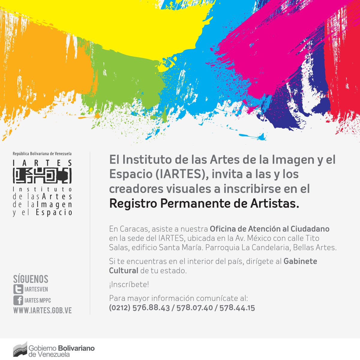 Creadores y creadoras visuales /
Se activó el Registro Permanente de Artistas en toda #Venezuela 🇻🇪
#Activate e #Inscribete