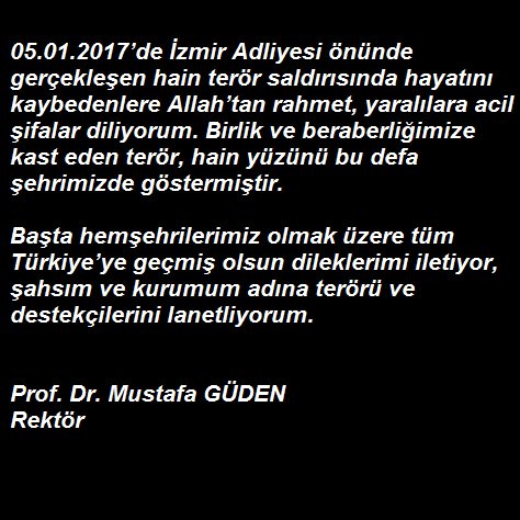 #İzmir Adliyesi önünde gerçekleşen hain terör saldırısında hayatını kaybedenlere Allah’tan rahmet, yaralılara acil şifalar diliyoruz.