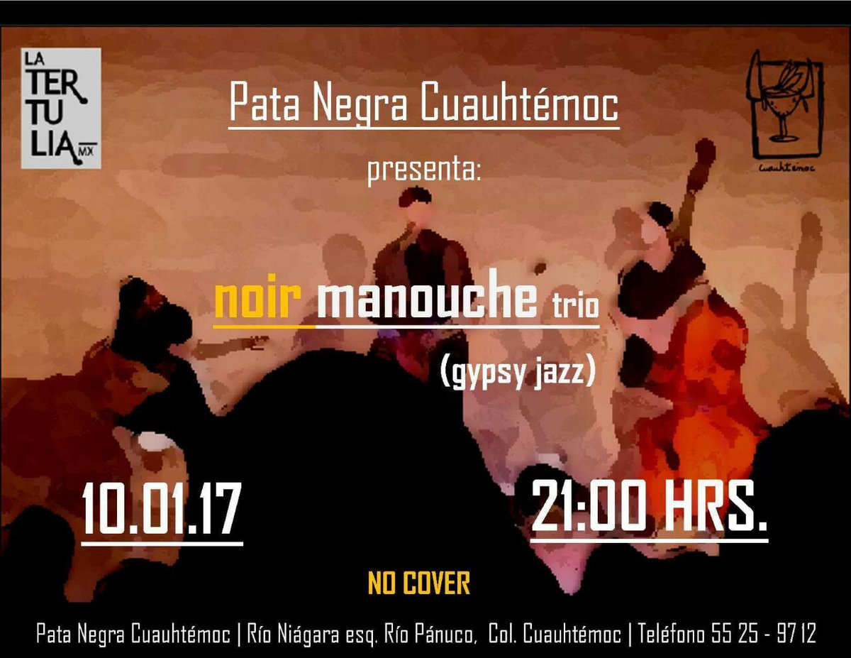Por si te lo perdiste, este MARTES 10 de ENERO <a href="/NoirManouche/">Noir Manouche</a> trío estarán agasajando en #PataNegraCUAUHTÉMOC con su maravilloso #JazzFrancés