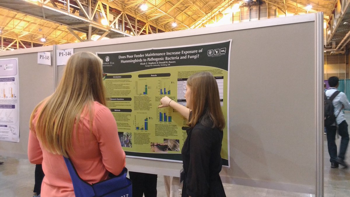 Lampornis's tweet photo. Proud of George Fox University undergraduate Elizah Stephens who rocked her poster today at SICB! #SICB2017 #PowersLab https://t.co/TuaZQNjw3d