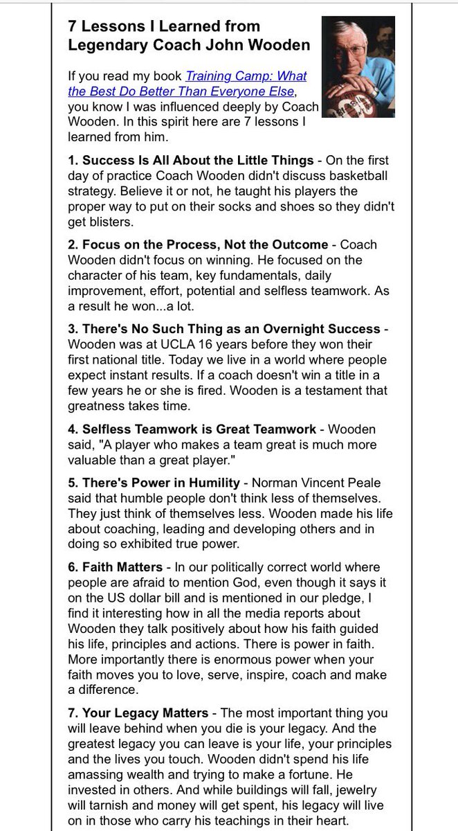 JonGordon11's tweet image. 7 Lessons I Learned from Coach John Wooden