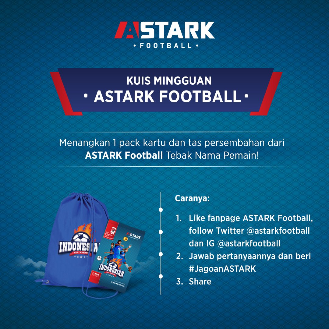 astarkfootball's tweet photo. Mau hadiah keren dari #ASTARK Football? Ayo ikut #JagoanASTARK Quiz untuk jadi pemenang dalam satu genggaman! #IniJagoanku https://t.co/E94LsS7GWV