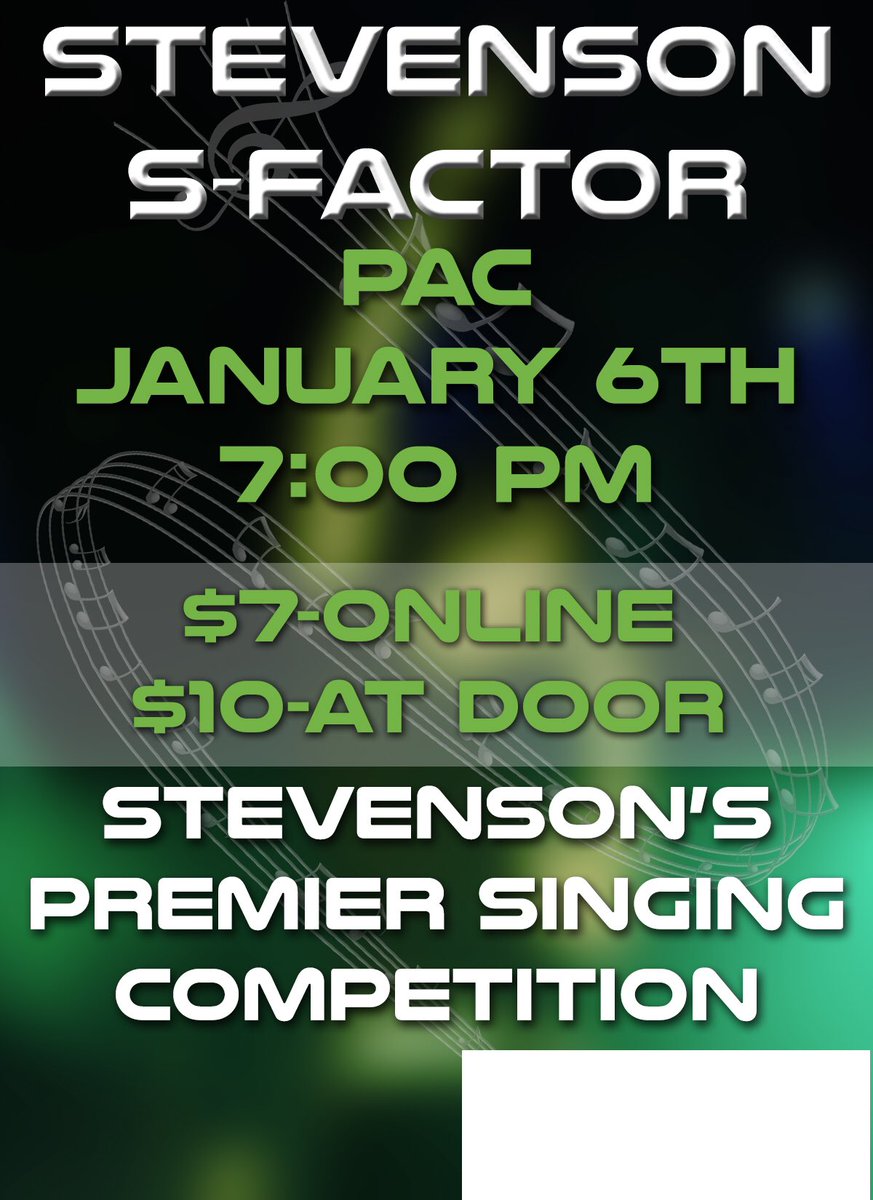 StevensonKiva's tweet photo. It's ⏰ for S-Factor. Come out to see the most talented voices of Stevenson. 💵 for the jay cutler signed 🏈 raffle. https://t.co/SPPh4RGUJw