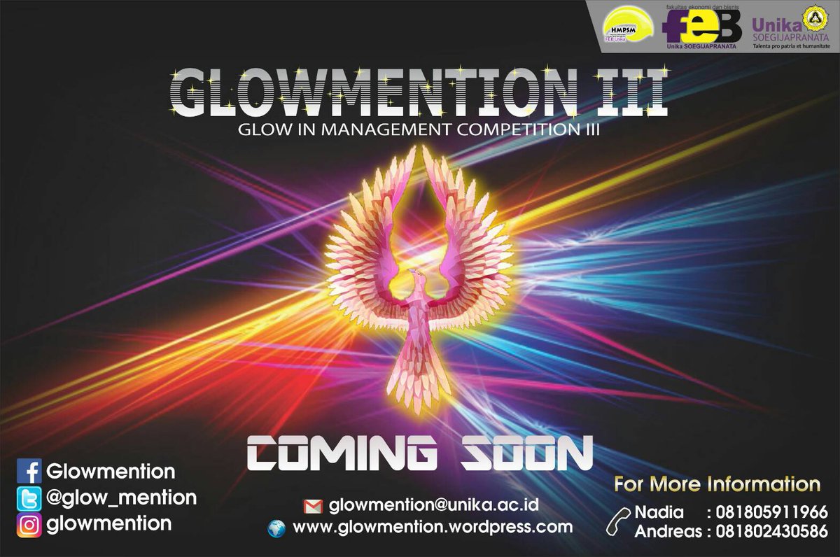 glow_mention's tweet photo. Are you ready ?
#Glowmention2017 #hmpsmfebunikasoegijapranata https://t.co/ArifBWxx0k