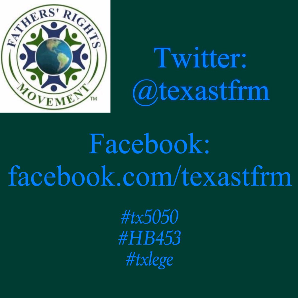 texastfrm's tweet photo. Share with friends &amp; #Retweet . Help support TX Fathers' Rights Movement &amp; #HB453 . #tx5050 #txlege https://t.co/SKg0Vs3SUl