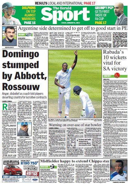 HeraldNMB's tweet photo. Today in The Herald: #MatricResults2016 #EasternCapeResults #PEDistrict #PearsonHighSchool #CSA #RussellDomingo #Proteas #ChippaUnited https://t.co/iEpyGmGqXb