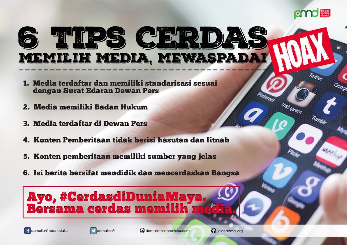 Cerdas bermedia, bijak memilih informasi. Jangan asal klik berita yang didapat. #CerdasDuniaMaya