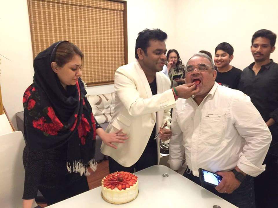A.R. Rahman Celebrating his 50th Birthday with his wife and son A.R. Ameen

Happy Birthday 