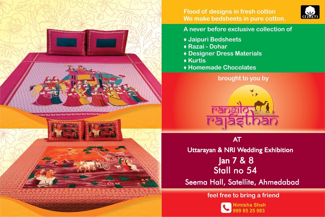 JalsaEvents's tweet image. Rangilo Rajasthan invites and welcomes you at Uttarayan &amp;amp; NRI Wedding Exhibition on Stall no 54..
Do visit with friends and families..