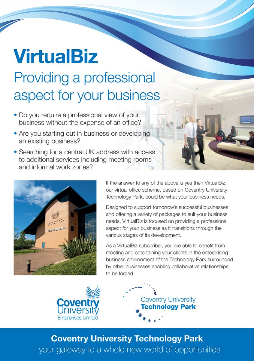 CovUniTechPark's tweet photo. Our #VirtualBiz scheme has seen a record number of registrations recently. It may be just the right option for your #business #virtualoffice https://t.co/rr8moRHh7K