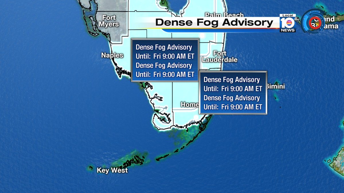 Breaking Weather News! The NWS has extended the Dense Fog Advisory for now ALL of SFLO until 9AM. Watch Local10 https://t.co/GWpizdHhGW