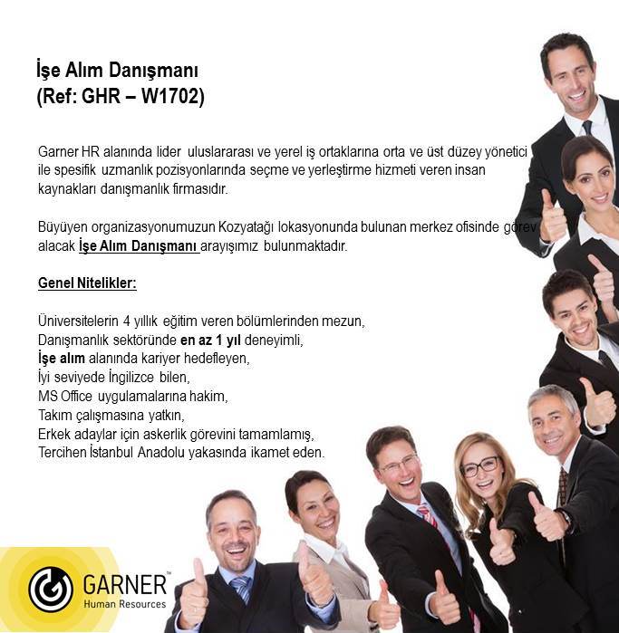 #GarnerHR İşe Alım Danışmanı arıyor! Başvurularınızı jobs.turkey@garnerhr.com adresine cv göndererek gerçekleştirebilirsiniz.