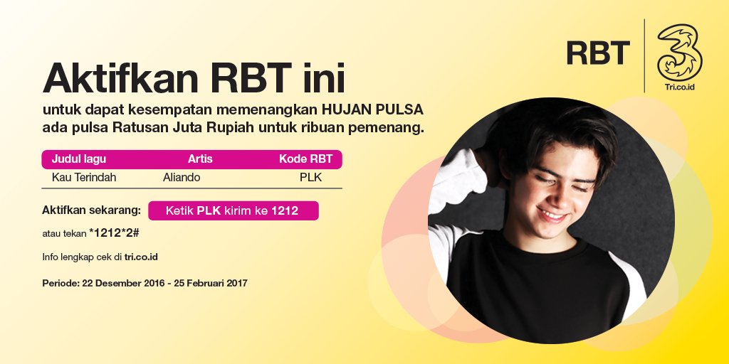 port_btc's tweet photo. Mau HUJAN PULSA? Untuk kamu pelanggan @triindonesia Aktifkan RBT Kau Terindah @alysyarief ketik PLK kirim ke 1212 atau *1212*2# skrg juga. https://t.co/u8QUEMbR1X