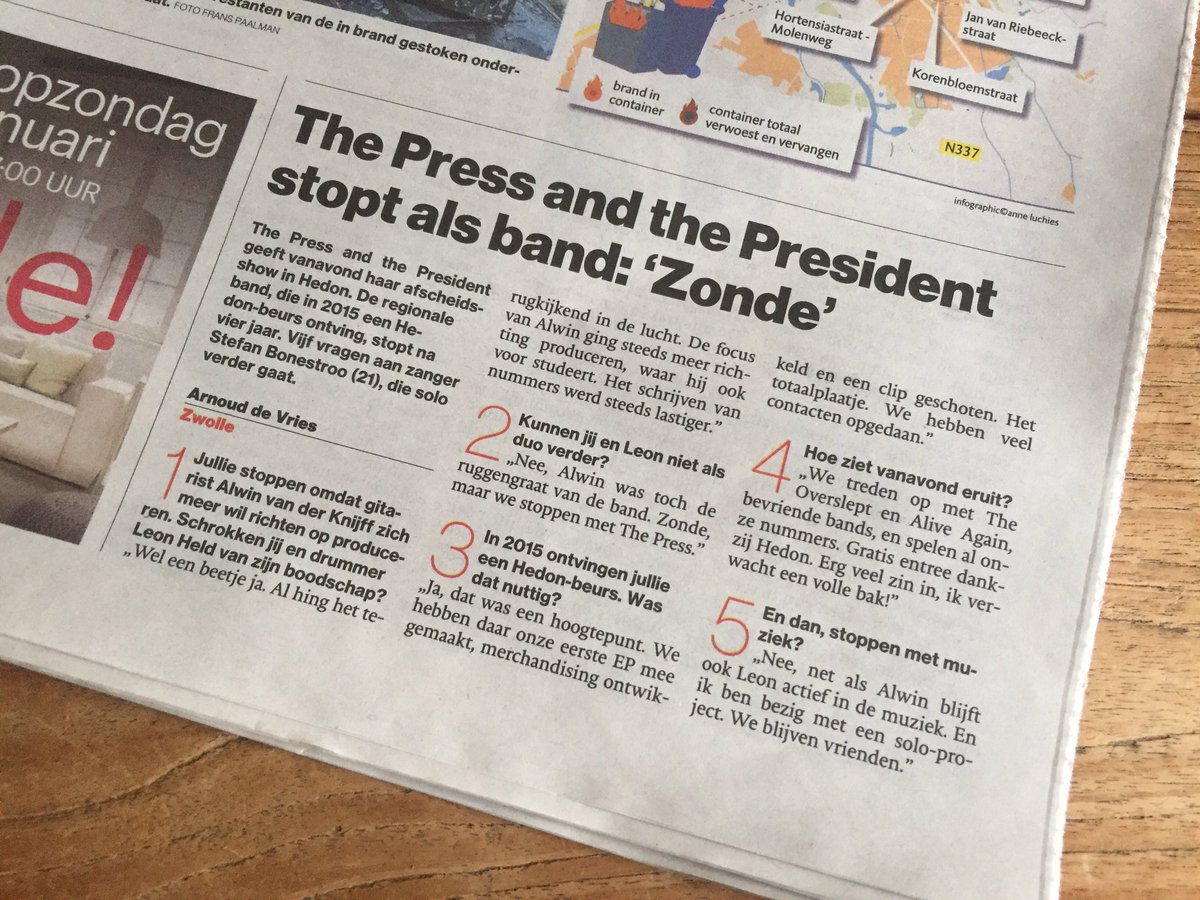TPATP_MUSIC's tweet photo. Ons laatste interview. Vanochtend, in de Stentor! https://t.co/K1XWwUIFXC