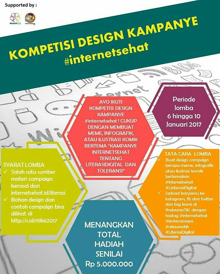 KOMPETISI DESIGN KAMPANYE #internetsehat berhadiah total 5.000.000 *BACA FLYER* cek IG dan FB kita juga ya <a href="/internetsehat/">Internet Sehat</a> #literasidigital