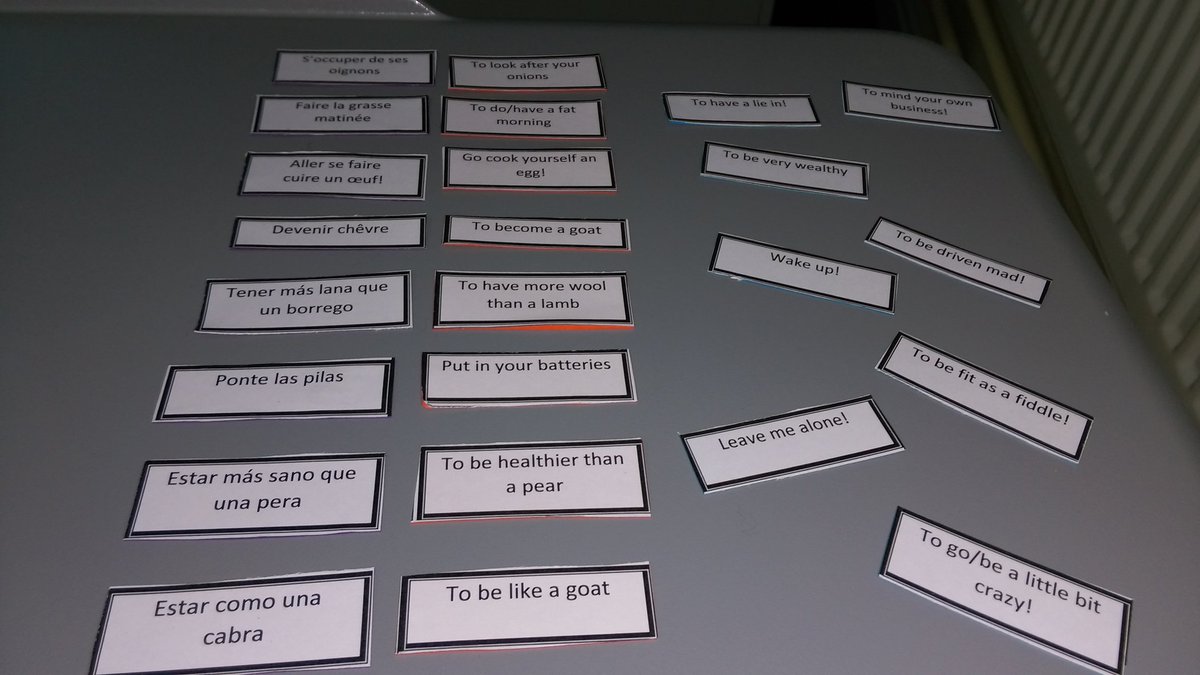 PencoedILdept's tweet image. A great idiom game for our year 9s to work out! @BrynHafrenComp @study day2017 @cardiffmlang