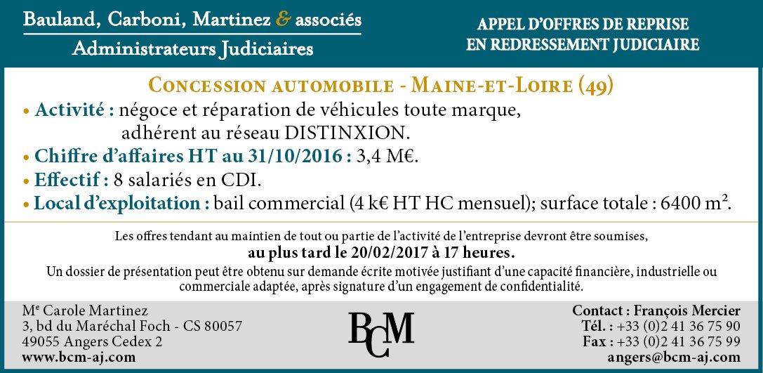 mercierfrcs's tweet photo. #cession "RedressementJudiciaire #ProcedureCollective #MaineEtLoire https://t.co/lT4mmjbnqH
