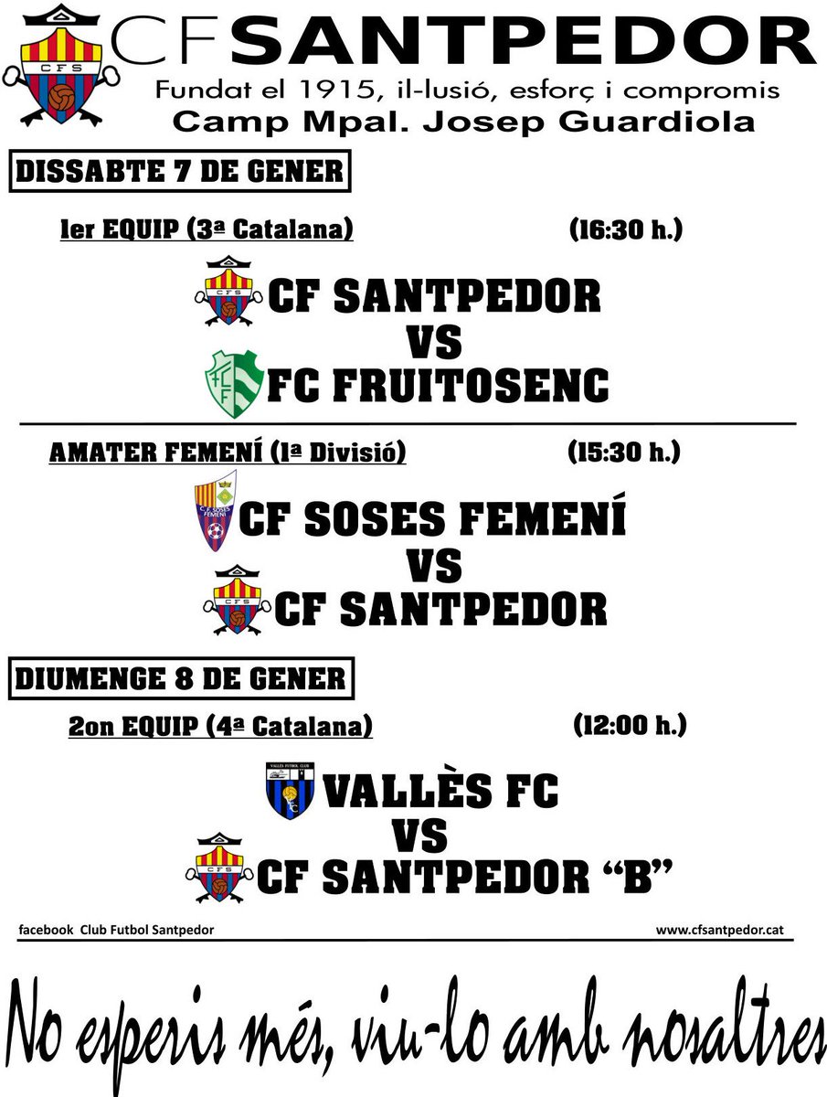 Els partits dels Amaters.

No esperis més, viu-lo amb nosaltres.