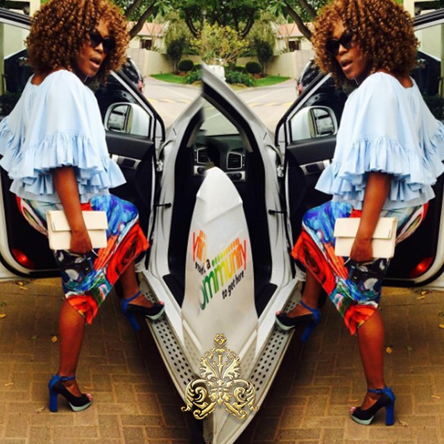 #fbf with <a href="/ramichuene/">Rami Chuene</a> dressed in our Blue Delia top for the 2016 Feather Awards.
Also available in Yellow.

lamanche.co.za