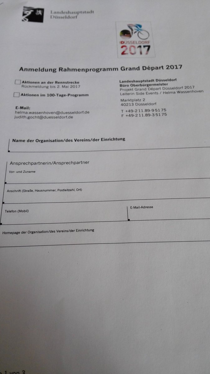 Duesseldorf's tweet photo. Vereine, Organisationen & Institutionen können sich via Formular für eine Präsentation am Streckenrand registrieren. #engagement #letourDUS https://t.co/v3oPpH4tjE
