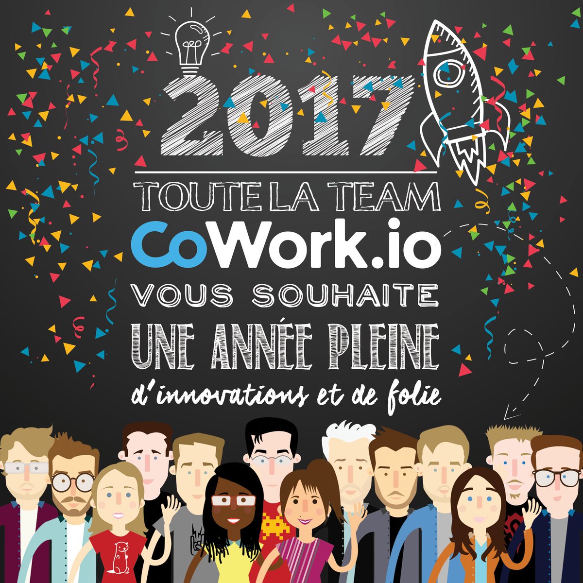 AuroreBarron's tweet photo. 2017, l'année des idées créatives, des projets innovants, et d'un développement étincelant! Bonne année avec @Cowork_io💫 #headlinesfor2017 https://t.co/Tq4X32oYSR
