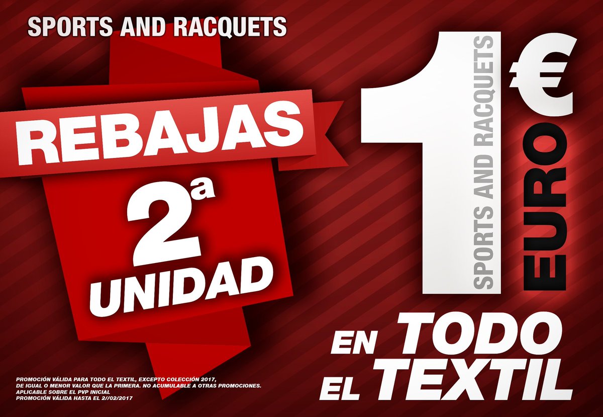 SRacquets's tweet photo. LAS REBAJAS YA ESTÁN AQUÍ 
2a Unidad 1€ EN TODO EL TEXTIL 
Te lo vas a perder?
A partir de mañana en tienda.
#rebajas #tenis https://t.co/p1FQynApoQ