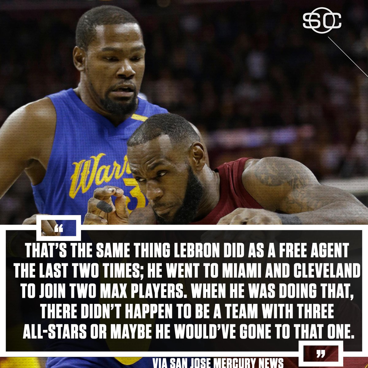 SportsCenter's tweet photo. KD's free agency move the same as LeBron's? Steve Nash thinks so. https://t.co/sjoxGtF2eH