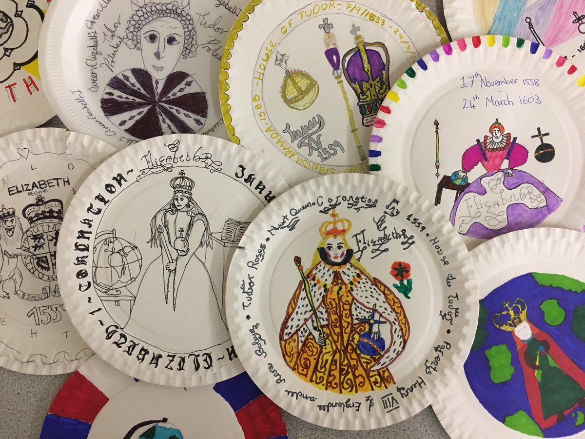 Jivespin's tweet image. Brilliant commemorative plates on Elizabeth I by Y8 as part of their source analysis assessment preparations #pedagoofriday #historyteacher