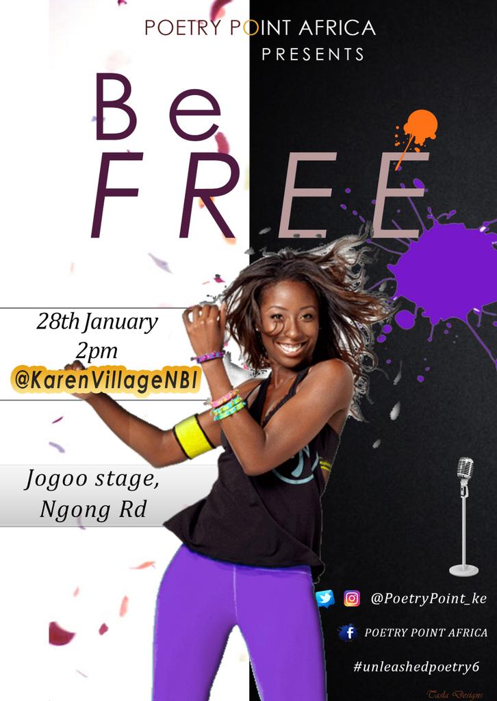 PoetryPoint_ke's tweet photo. Art has diffrent tastes so #CommandYour2017 #BeFree this season @KarenVillageNBI 4 #UnleashedPoetry6 @254Marketing @Tolbert_KE @bfgrapicon https://t.co/sUlC0xRuVA