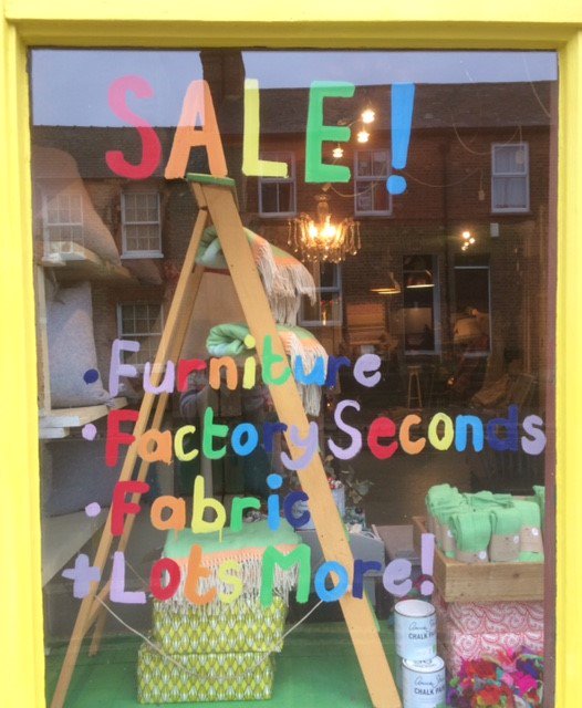 Happy New Year!  Our sale starts tomorrow! Lots of furniture, dented cans, fabric and gifts to pick up at keen prices. We're open from 10am!