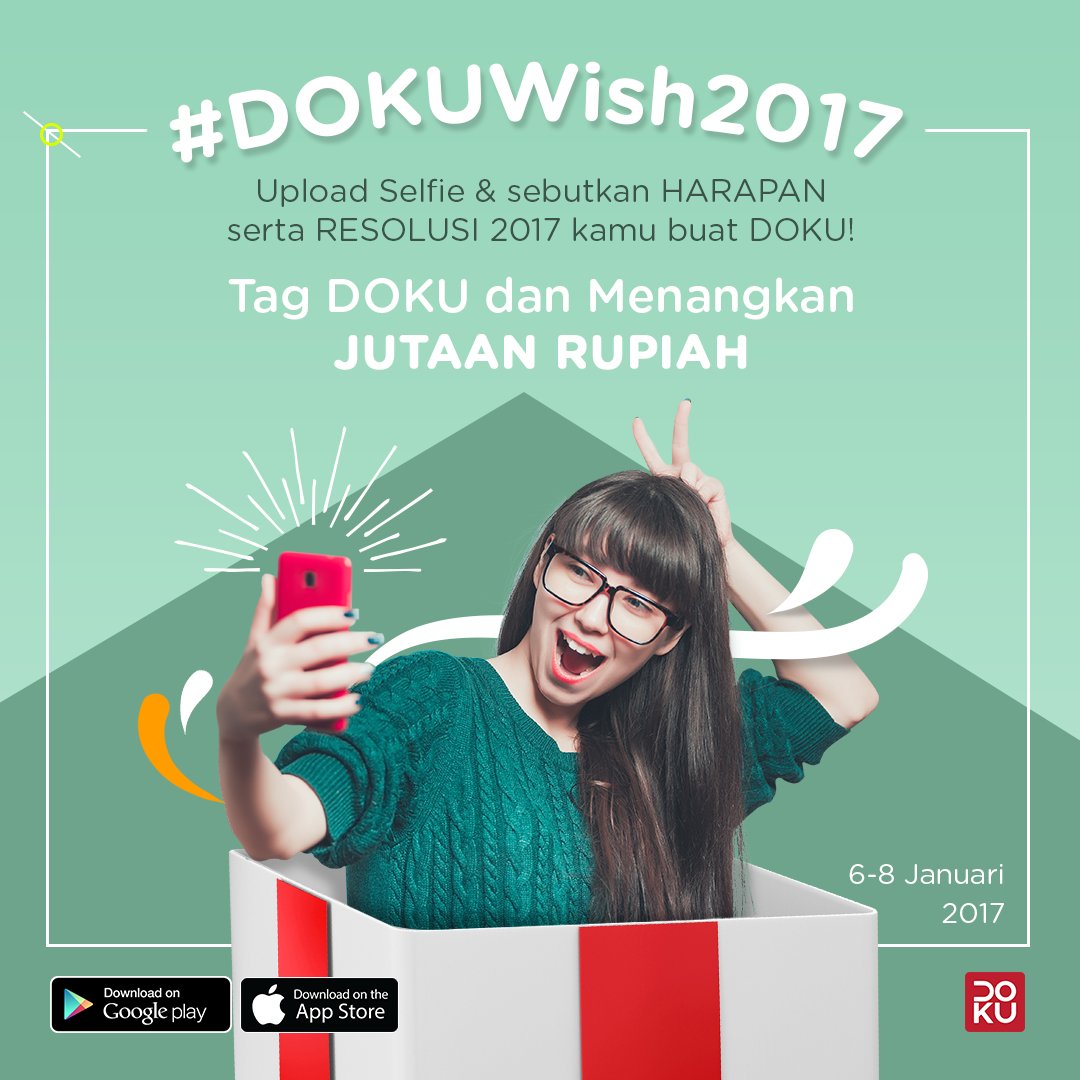 DOKUid's tweet photo. DOKU mau bagi2 SALDO JUTAAN rupiah lagi buat kamu, nih! Simak kuis #DOKUWish2017 berikut ini, ya https://t.co/8lfqeXAmqR