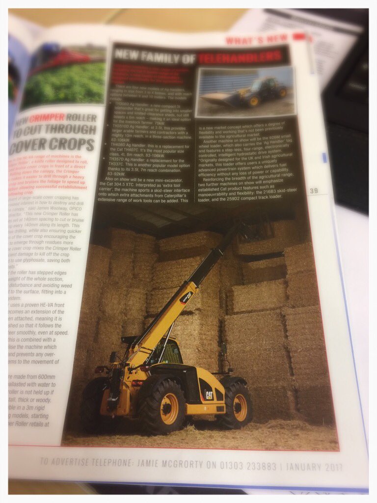 CrawfordsMach's tweet image. Cracking write up in the @SouthEastFarmer Machinery Mag about the all new CAT D series Telehandler! @CAT_AGuk #CAT #AgHandler #BoomOut!