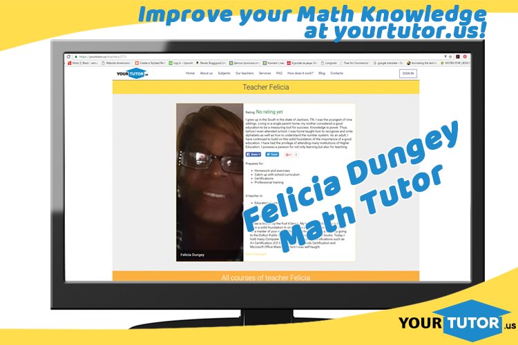 yourtutorus's tweet image. Sign up for a Math lesson with Felicia Dungey
yourtutor.us/teachers/271/
#math
#mathtutor
#mathknowledge
#onlinetutoring
#yourtutor