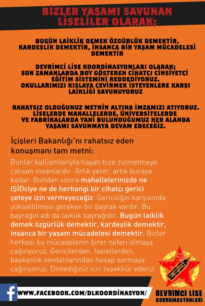 antdevlisk's tweet photo. Bildiriye bizde imzamızı atıyoruz her alanda laikliği savunmaya devam ediyoruz
Baskılar bizi yıldıramaz, yaşasın devrimci dayanışma! https://t.co/ZK4jVPeggo
