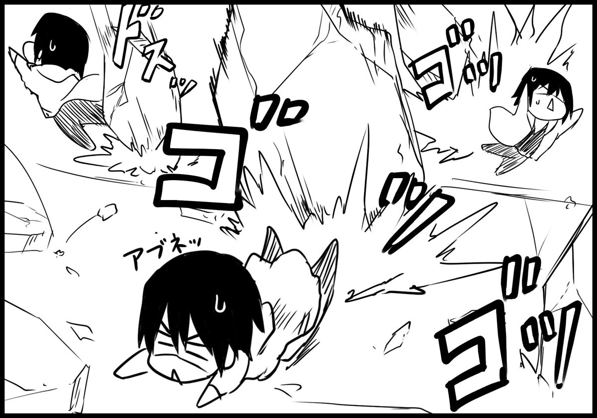 ブログ絵4コマ。戦闘中の凜。 