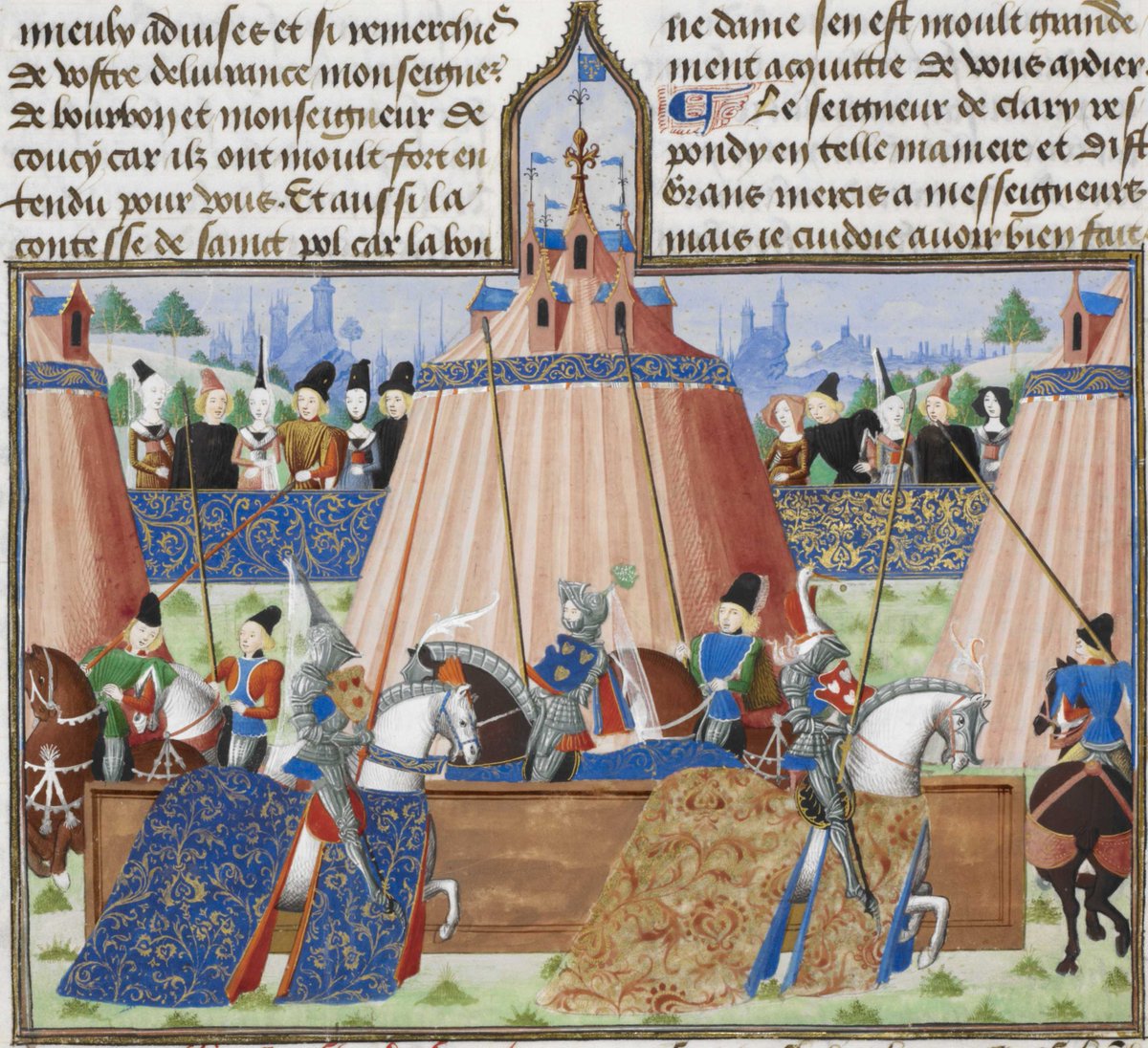 BLMedieval's tweet photo. The Harley Froissart is now fully #digitised in 2 vols. See royals and wodewoses galore https://t.co/9cBmtHW7zY https://t.co/KGRMzG1sdY https://t.co/J0PlzxCBQu