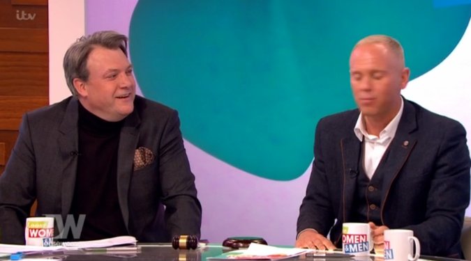 loosewomen's tweet photo. Thank you @edballs &amp; @JudgeRinderTV for being such good sports today. Brilliant Loose Men! #LooseWomen https://t.co/A7nzuLLXJh